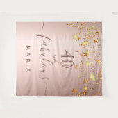 Tenture 40 fabuleux anniversaire rose or étoiles élégant g (Devant (Horizontal))