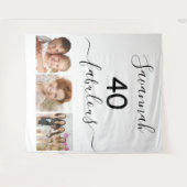 Tenture 40 fabuleux nom photo fête d'anniversaire blanche (Devant (Horizontal))