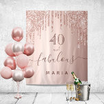 Tenture 40 fabulous birthday glitter rose gold sparkle<br><div class="desc">A trendy and glamorous 40th birthday tapestry. A girly rose gold colored background decorated with rose gold and pink faux glitter drips, paint dripping look. With the text: 40 and fabulous. Personalize and add a name. Brown colored text. The word Fabulous is written with a modern hand lettered style script...</div>