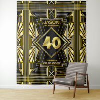 40e anniversaire Art Déco Gold Black Great Gatsby