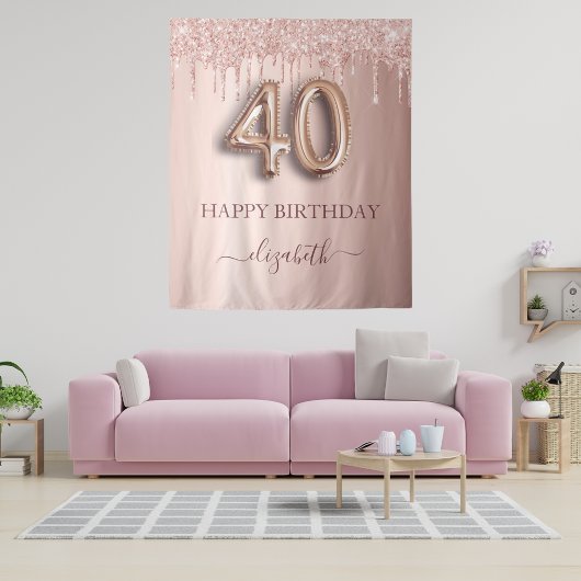 Tenture 40e anniversaire blush rose rose or parties scinti