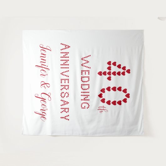 Tenture 40e anniversaire du Mariage Ruby Mariage Coeurs ro (Devant (Horizontal))