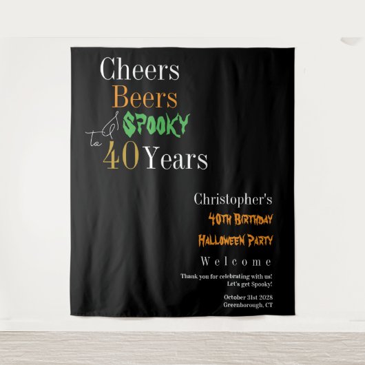 Tenture 40e anniversaire Halloween Éffrayante présentation (Devant)
