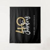 Tenture 40e anniversaire moderne noir et or élégant (Devant)