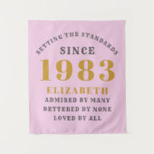 Tenture 40e anniversaire Né 1983 Ajouter un nom Rose Gris (Devant)