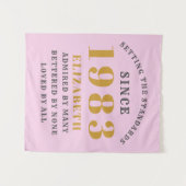 Tenture 40e anniversaire Né 1983 Ajouter un nom Rose Gris (Devant (Horizontal))