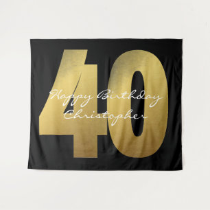 Tenture 40e anniversaire noir et or
