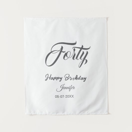 Tenture 40e anniversaire quarante lettre nom date année gr (Devant)