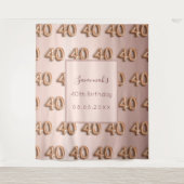 Tenture 40e anniversaire rose or blush nom (Devant)