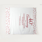 Tenture 40e anniversaire Ruby Hearts Photo Booth Backdrop (Devant (Horizontal))