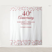 Tenture 40e anniversaire Ruby Hearts Photo Booth Backdrop (Devant)