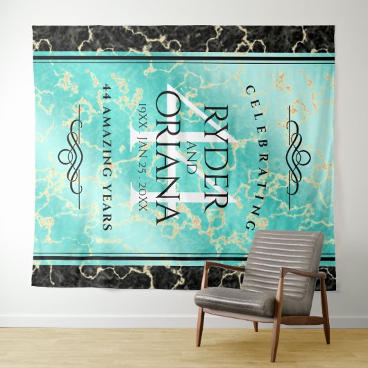 Tenture 44e anniversaire de mariage turquoise élégant (En situation (horizontale))