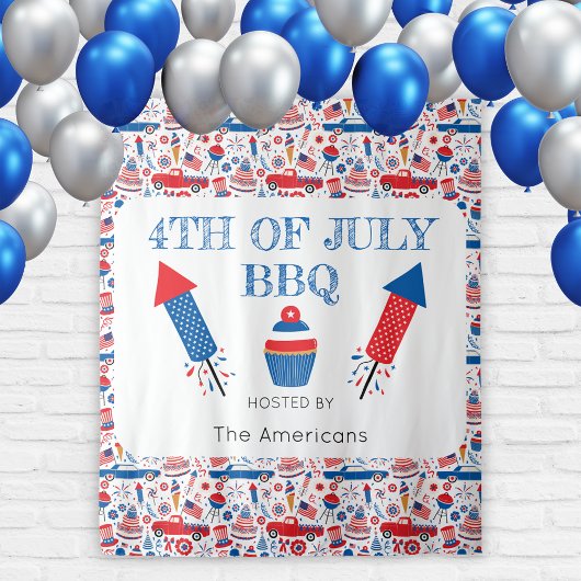Tenture 4 juillet BBQ American Tapestry fond
