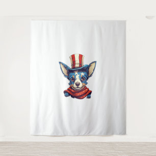 Tenture 4 juillet Patriotique Rat Terrier Chien