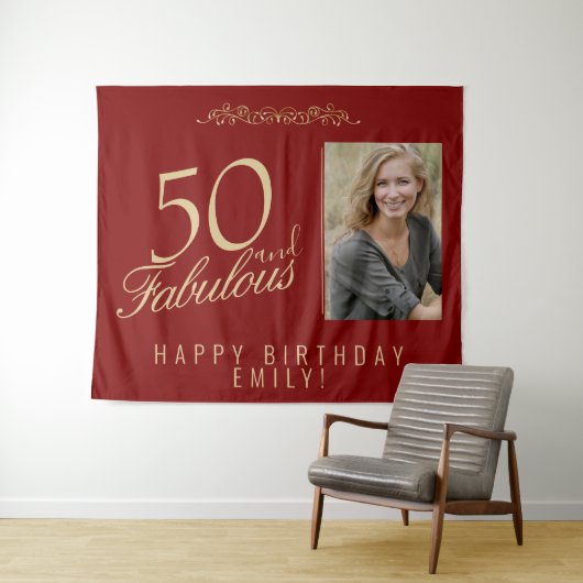 Tenture 50 and Fabulous 50th Birthday Photo Backdrop (En situation (horizontale))