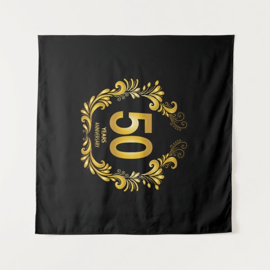 Tenture 50 Ans Anniversaire Paillettes Dorées (Devant (Horizontal))