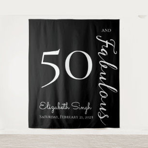 Tenture 50 ans et Fabuleux Milestone Personnalisé en Noir