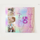 Tenture 50 ans merveilleux anniversaire rose violet paille (Devant (Horizontal))