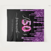 Tenture 50 Fabuleux anniversaire noir violet parties scint (Devant (Horizontal))