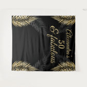 Tenture 50 fabuleux anniversaire or noir palmiers (Devant (Horizontal))