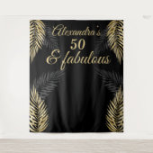 Tenture 50 fabuleux anniversaire or noir palmiers (Devant)