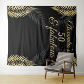 Tenture 50 fabuleux anniversaire or palmiers noirs (En situation (horizontale))