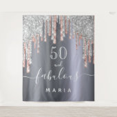 Tenture 50 fabuleux anniversaire paillettes argent rose go (Devant)