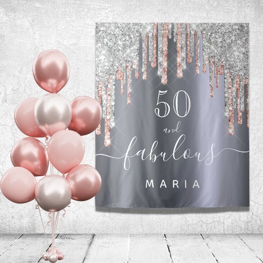 Tenture 50 fabuleux anniversaire parties scintillant argen