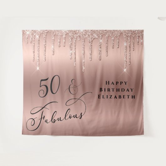 Tenture 50 Fabulux Fête d'anniversaire avec paillettes de (Devant (Horizontal))