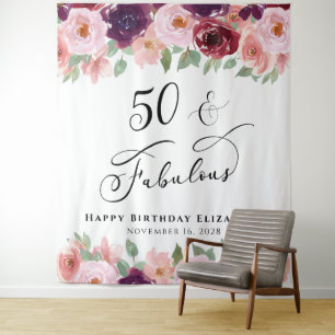 Tenture 50 merveilleux fête d'anniversaire aquarelle flora