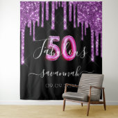 Tenture 50 paillettes noir violet brillant pour anniversai (En situation)