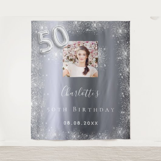Tenture 50e anniversaire argent parties scintillant photo  (Devant)