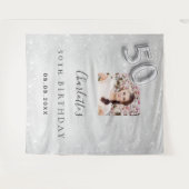 Tenture 50e anniversaire argent photo parties scintillant (Devant (Horizontal))