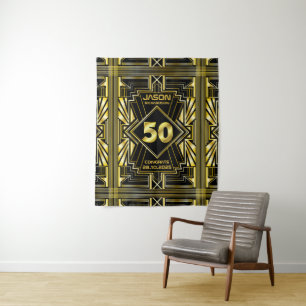 Tenture 50e Anniversaire Art Déco Or Noir Gatsby le Magnif