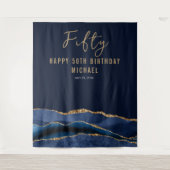 Tenture 50e anniversaire Blue Gold Agate Photo fond (Devant)