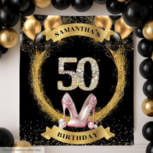 Tenture 50e Anniversaire de luxe Numéros diamant talons ha