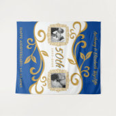 Tenture 50e anniversaire de mariage Ajoutez vos photos Ble (Devant (Horizontal))