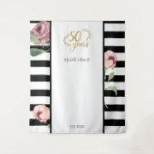 Tenture 50e anniversaire de Mariage Floral Red Gold 50 (Devant)