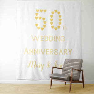 Tenture 50e Anniversaire de Mariage Noces d'Or Cœurs