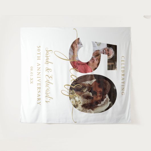 Tenture 50e anniversaire du Mariage 2 Photo fond (Devant (Horizontal))