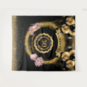 Tenture 50e anniversaire fond noir ballons Parties scintil (Devant (Horizontal))