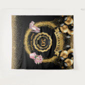 Tenture 50e anniversaire fond Rose or talons hauts (Devant (Horizontal))