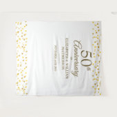 Tenture 50e anniversaire Gold Hearts Photo Booth fond (Devant (Horizontal))