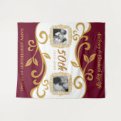 Tenture 50e anniversaire Mariage Ajouter vos photos Red Go (Devant (Horizontal))