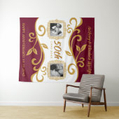 Tenture 50e anniversaire Mariage Ajouter vos photos Red Go (En situation (horizontale))