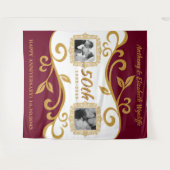 Tenture 50e anniversaire Mariage Ajouter vos photos Red Go (Devant (Horizontal))
