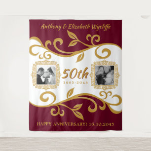 Tenture 50e anniversaire Mariage Ajouter vos photos Red Go