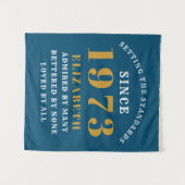 Tenture 50e anniversaire Né en 1973 Ajouter un nom Bleu Or (Devant (Horizontal))