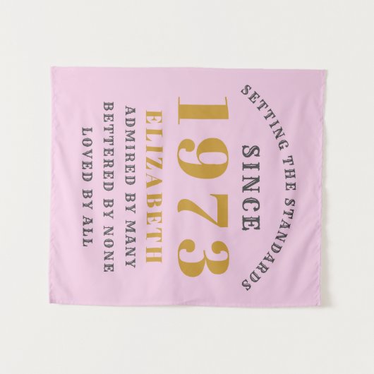 Tenture 50e anniversaire Né en 1973 Ajouter un nom Rose Gr (Devant (Horizontal))