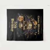 TENTURE 50E ANNIVERSAIRE OR SKULL ROSE HALLOWEEN SIGNE DU (Devant (Horizontal))